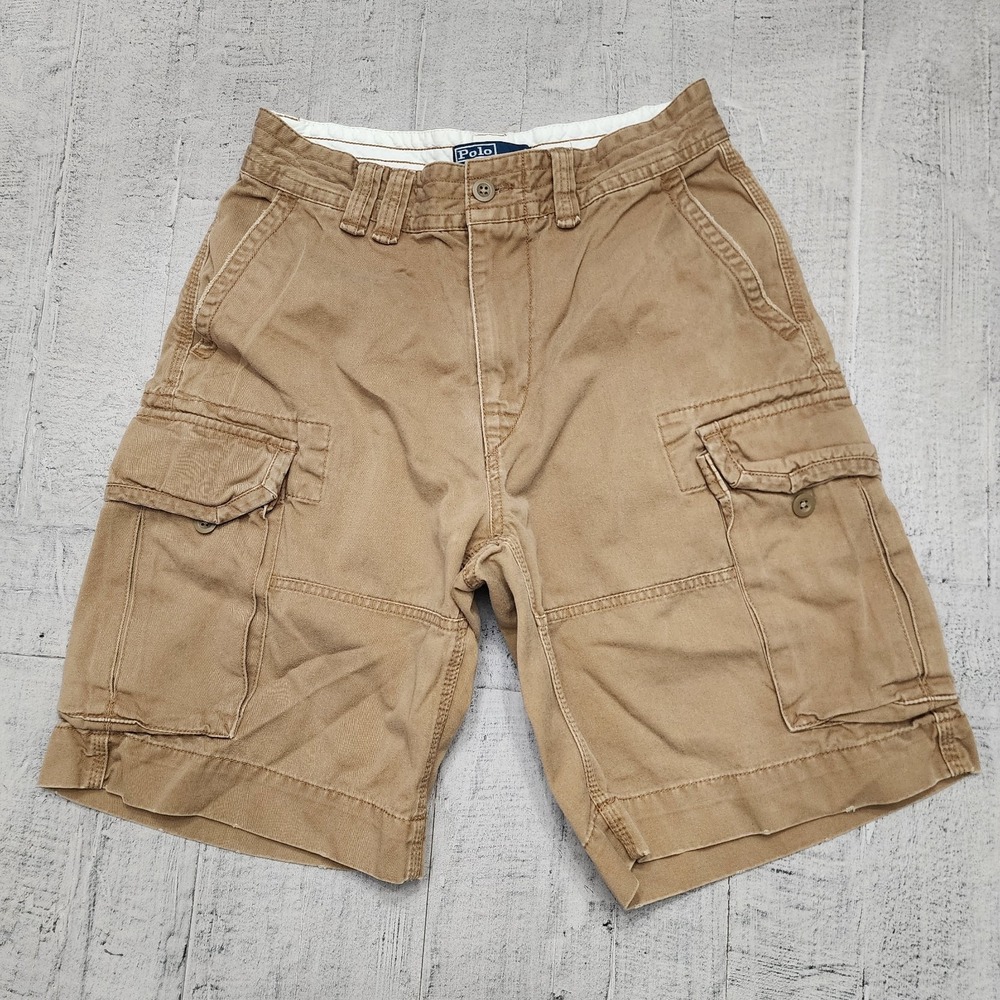 Vintage Polo Ralph Lauren Men's Size 30 Chino Khaki Tan Cargo Shorts‎ Y2k 90s